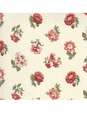 Tissu coton Jardin de fleurs à motifs de bouquets de fleurs et pois