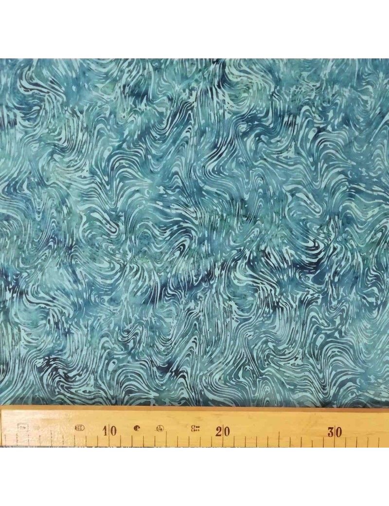 Tissu Batik imprimé bleu à motifs de vagues