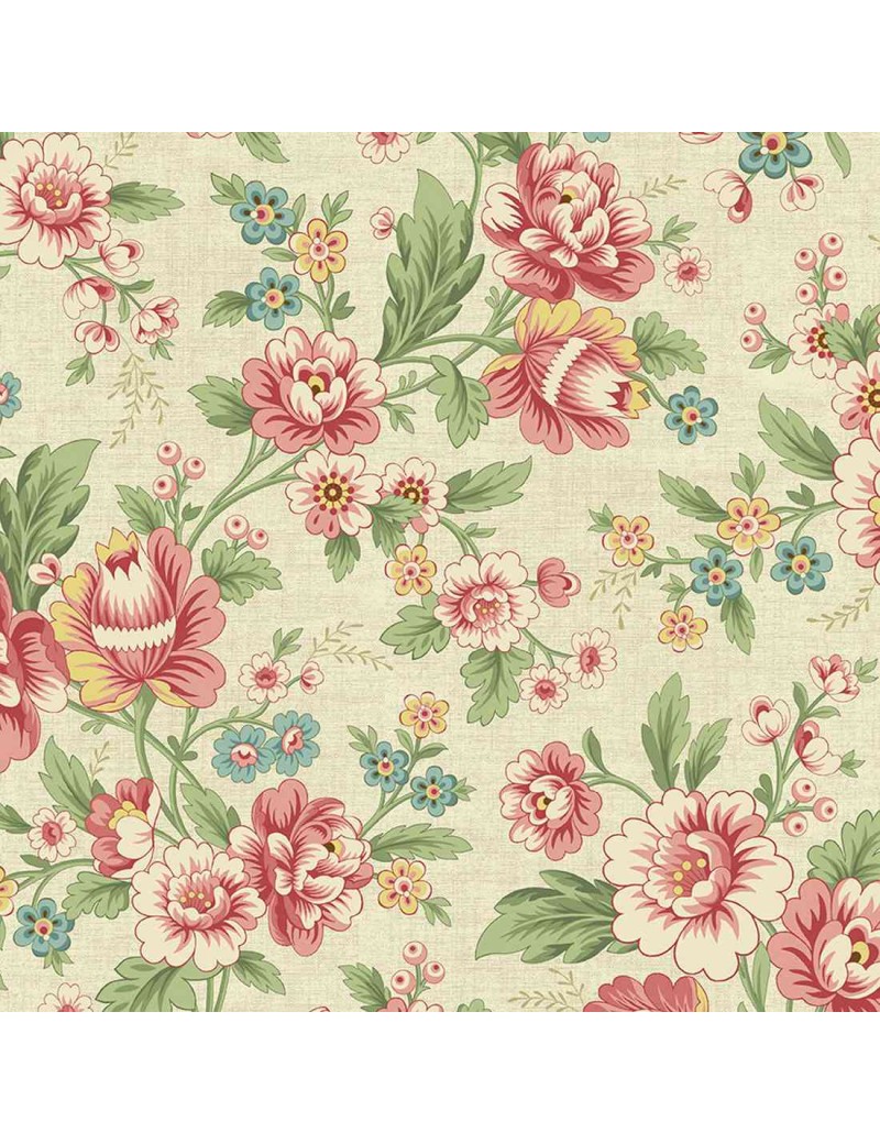 Tissu coton Seamstress à motifs de fleurs de dahlia