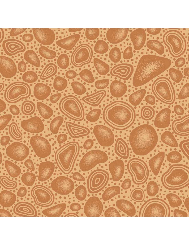 Tissu coton Gondwanna à motifs Aborigènes beiges