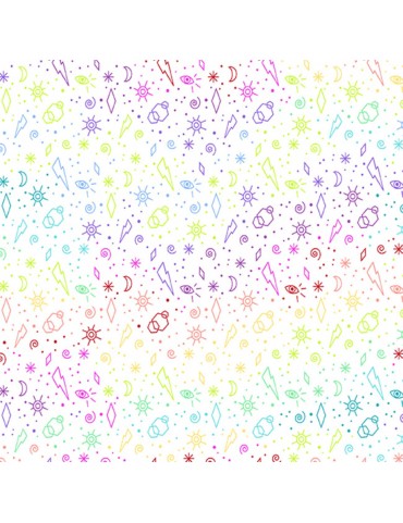 Tissu coton Beguiled de Libs Elliott Noir ou Blanc imprimé de graffitis multicolores