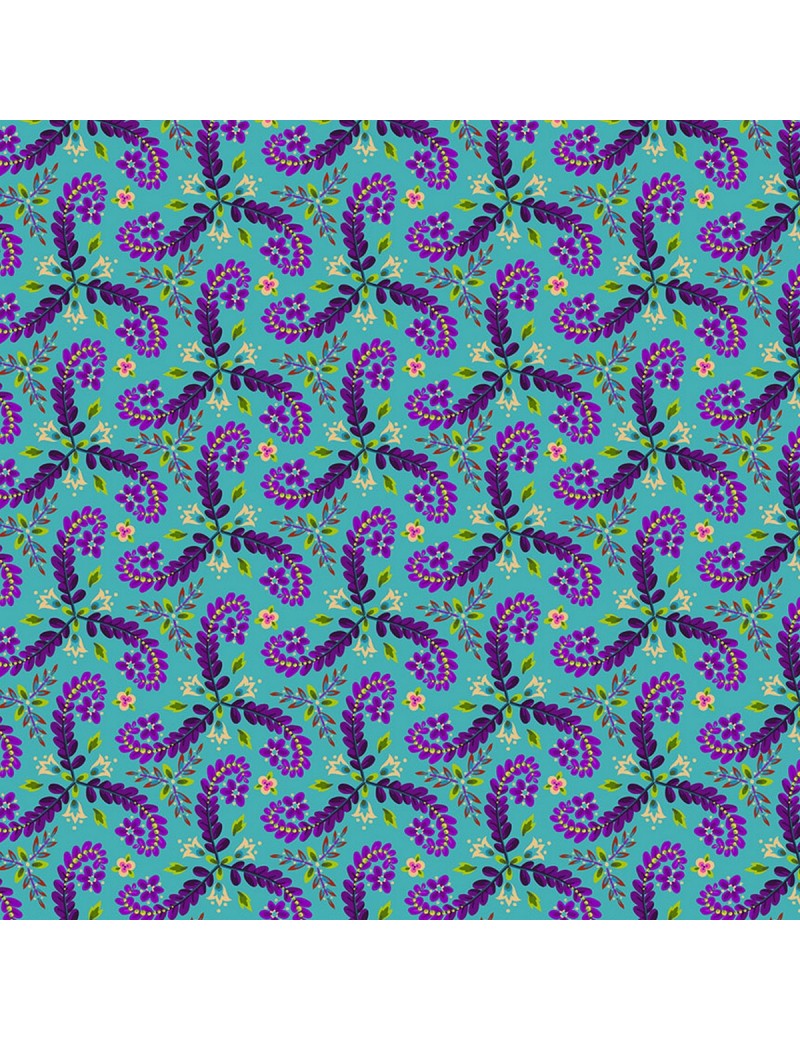Tissu coton MagiCountry par Odile Bailloeul à motifs de fougères