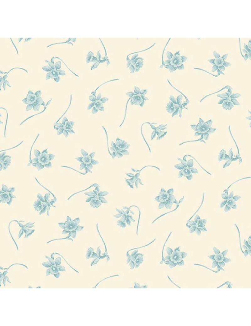 Tissu coton BlueBird d'Edyta Sitar à motifs jonquilles