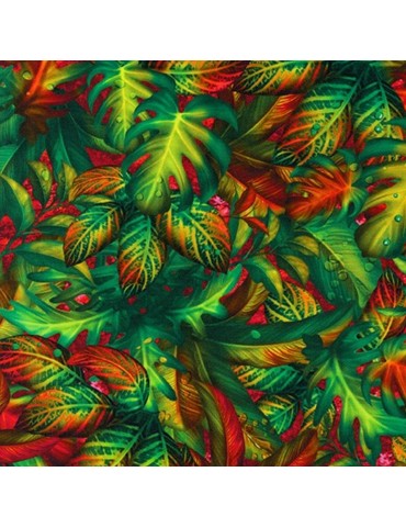 Tissu coton Fantastic Forest à motifs de feuilles