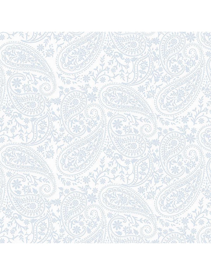 Tissu batik imprimé cachemire gris et blanc 3369-107