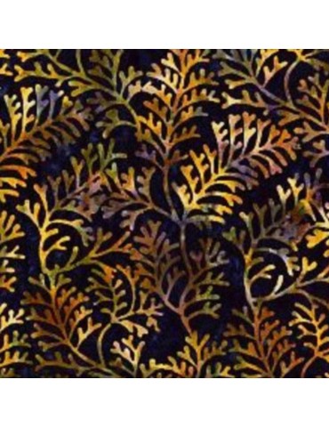 Tissu Batik imprimé branches beige et marine